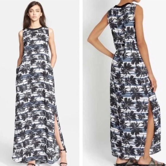 L'Agence Palm Tree Tropical Print Dress Maxi Sleeveless Lightweight Size Small - Picture 1 of 11